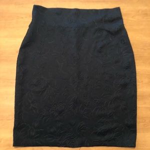 Floral Pencil Skirt Black